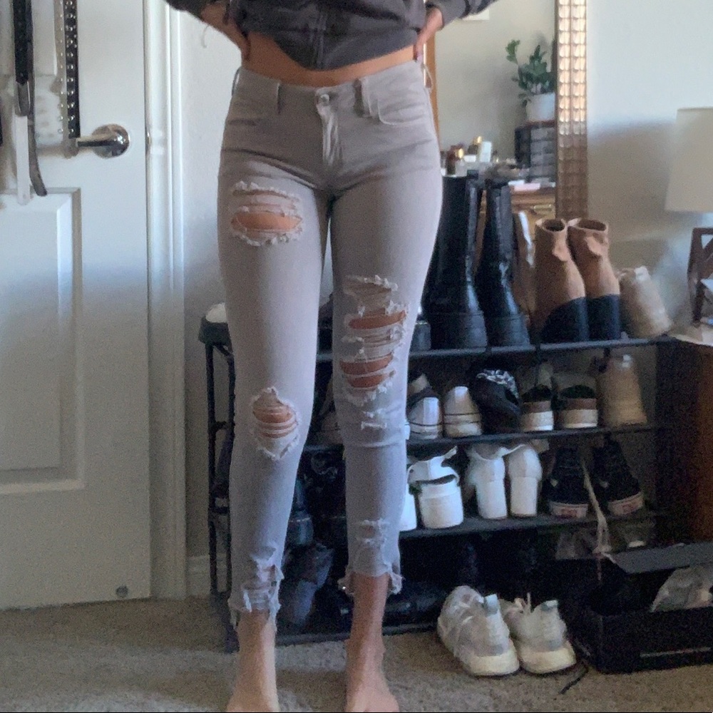 American Eagle Grey Ripped Jeans